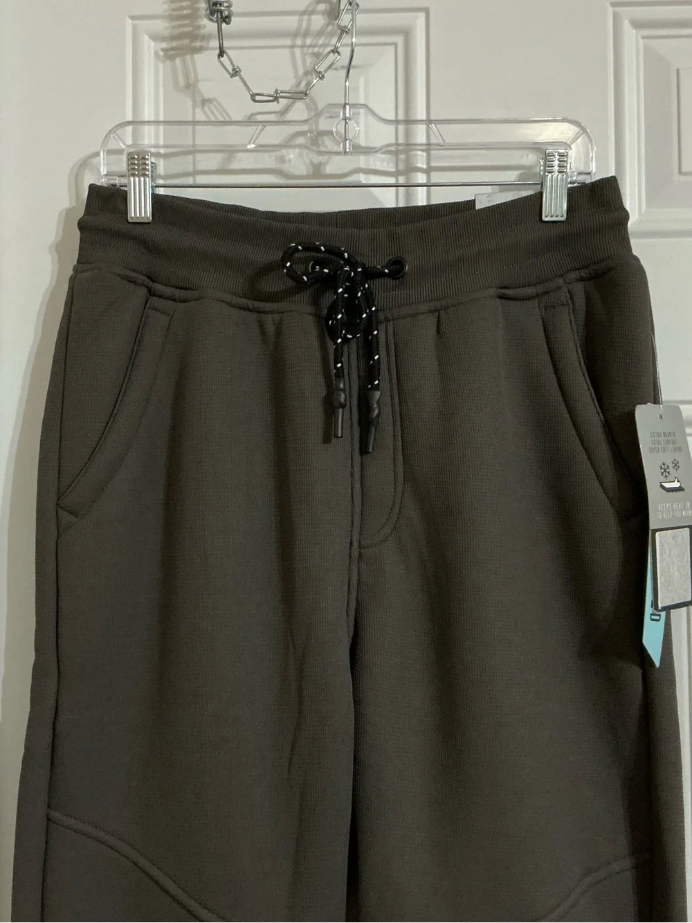 Men's Charcoal Gray Fleece Sweatpants Sherpa Lined Pants Size M